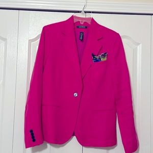 Lauren Ralph Lauren Bright Pink Linen Blazer